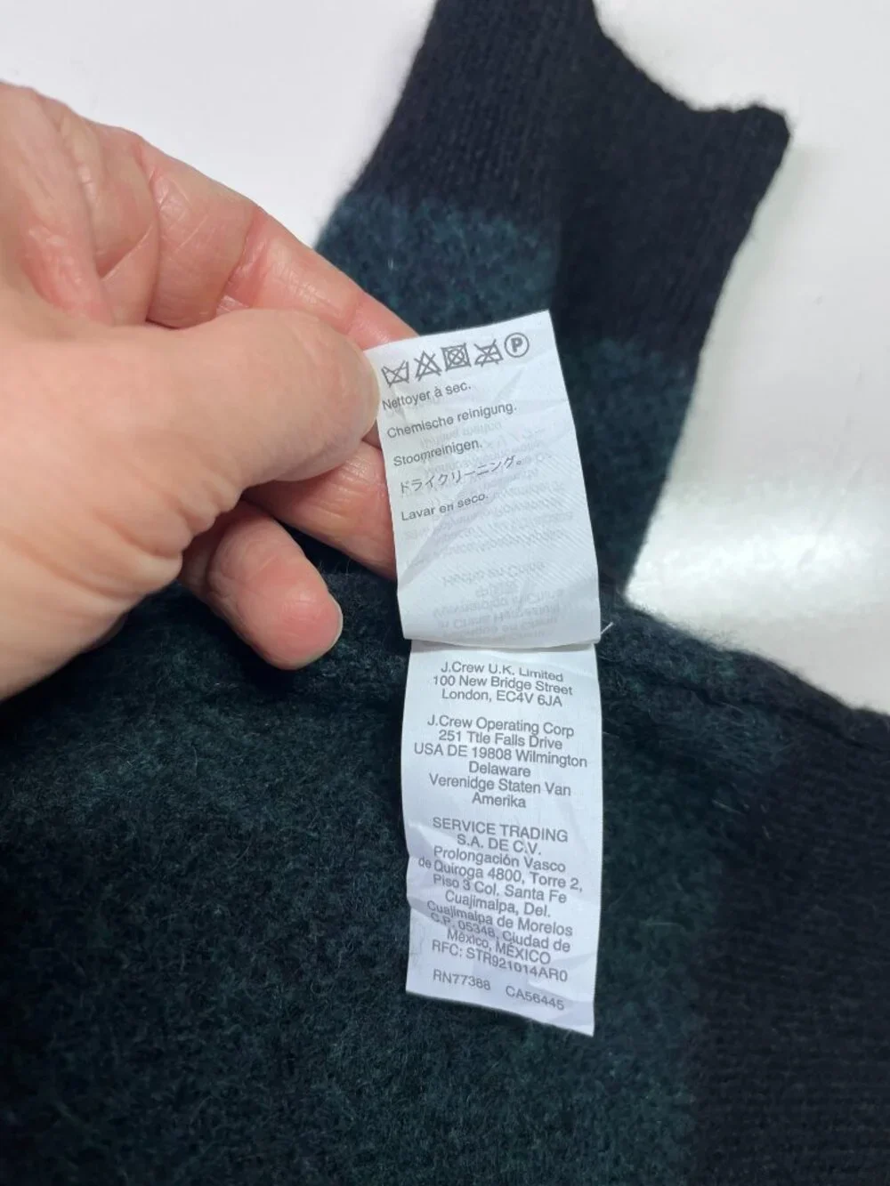 J. Crew Men's XL Fuzzy Knit Sweater Alpaca Plaid Blue Black Green